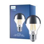 Philips Classic LED Bulb E27 Pear Mirror 7.2W 650lm 650lm - 827 Extra Warm White | Dimmable - Replaces 60W