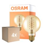 Multipack 4x Osram Vintage 1906 LED E27 Globe Filament Gold 95mm 7W 600lm - 822 Extra Warm White | Dimmable