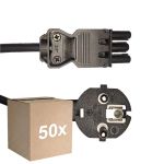 Multipack 50x Noxion GST-Compatible Supply Cable - Female + Schuko Europlug - Black 5m - 3 pole 0.75mm2