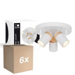 Multipack 6x D'Lite Ceiling Light Beitem Frosted White FSC Wood | Suitable For 3x GU10