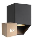 Multipack 6x Nordlux Nico Wall Light Square Aluminium Black | Suitable for 1x GU10