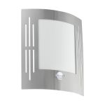 Eglo Wall Light City Stainless Steel | IP44 - Suitable for 1x E27 - Motion Sensor