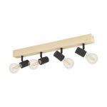 Eglo Ceiling Light Townshend 3 Wood Steel Black | IP20 - Suitable for 4x E27 