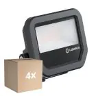 Multipack 4x Ledvance LED Floodlight Aluminium Black 8W 1200lm 100D - 840 Cool White | IP66 - Symmetrical