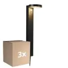 Multipack 3x Nordlux Solar Pedestal Lamp Rica Round Stainless Steel Black 4.5W 400lm - 830 Warm White | Motion And Light Sensor