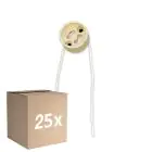 Multipack 25x Universal GU10 Socket - Universele GU10 Fitting - White 0.1m - 2 pole 0.5mm2 (For Noxion)