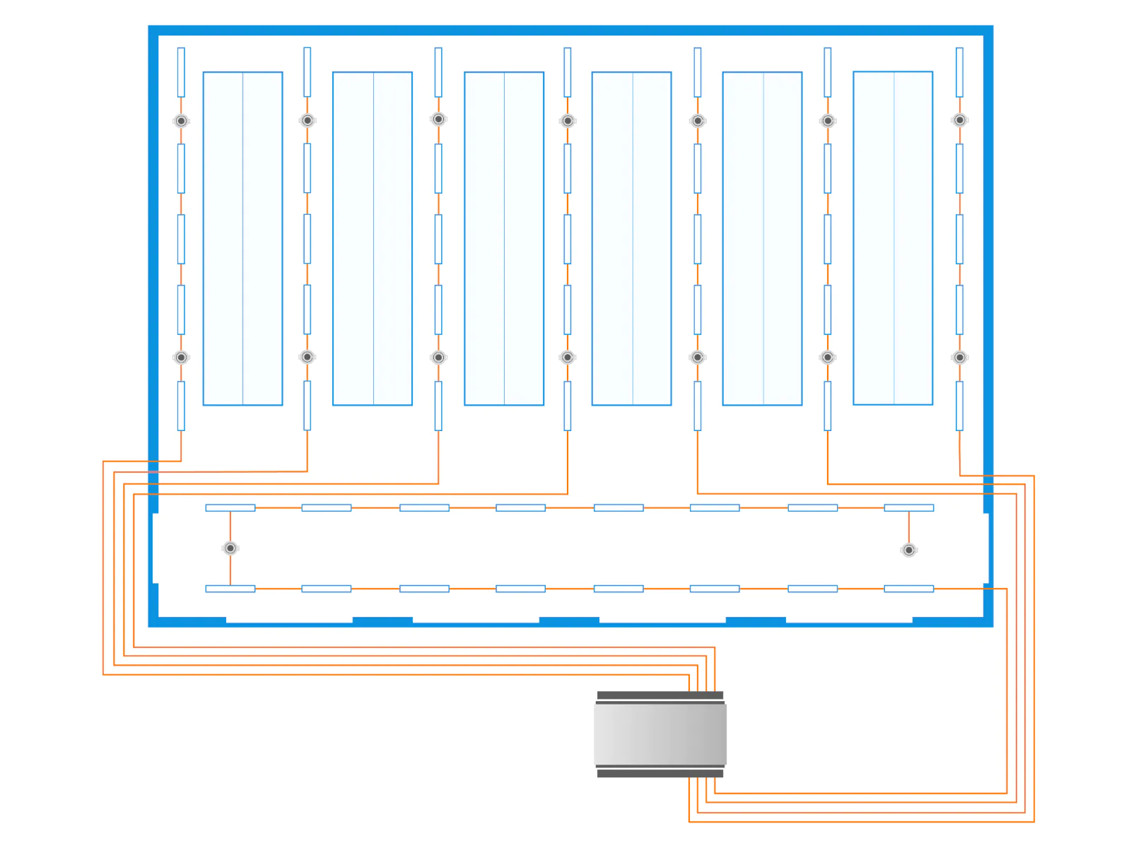 DALI lighting plan existing of multiple DALI lines